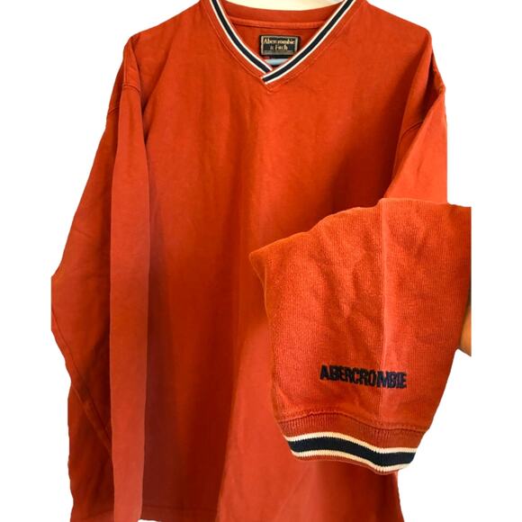 90s Abercrombie Outdoor Heavy Long Sleeve Orange Ringer Thermal Men Shirt XL USA - Picture 1 of 8